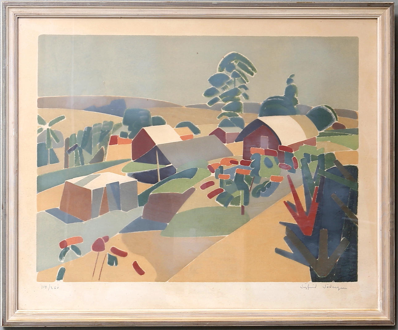 SIGFRID SÖDERGREN. Afrikansk by, litografi, signerad Sigfrid Södergren.