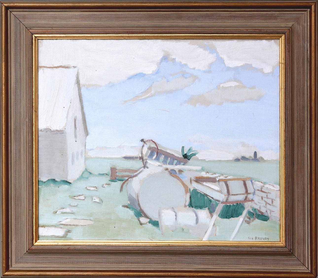 ERIK BYSTRÖM. Från Segerstad Öland, olja på pannå, signerad Erik Byström.