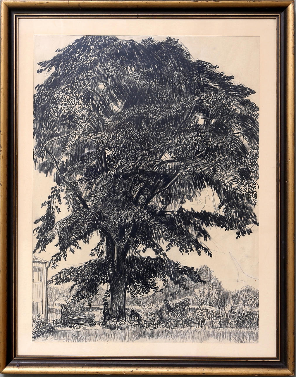 SVEN LJUNGBERG. Almen, kolteckning, signerad o daterad Sven Ljungberg 1946.