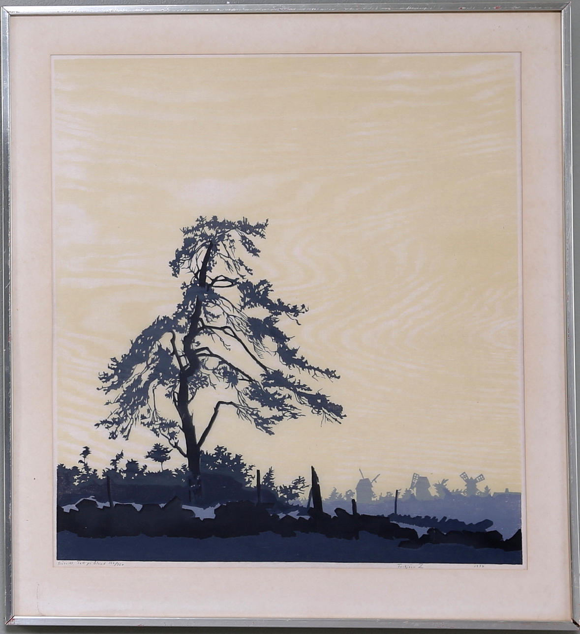 TORBJÖRN ZETTERHOLM. "Tall på Öland", träsnitt, signerad o daterad Torbjörn Z - 1974.