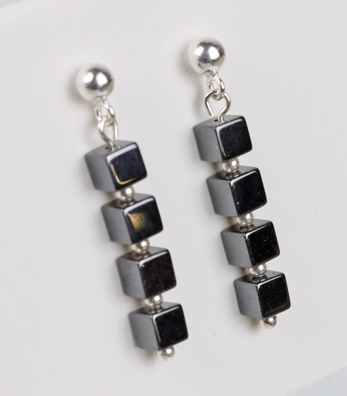 HEMATITE - PLATA - PENDIENTES DE PLATA 925.