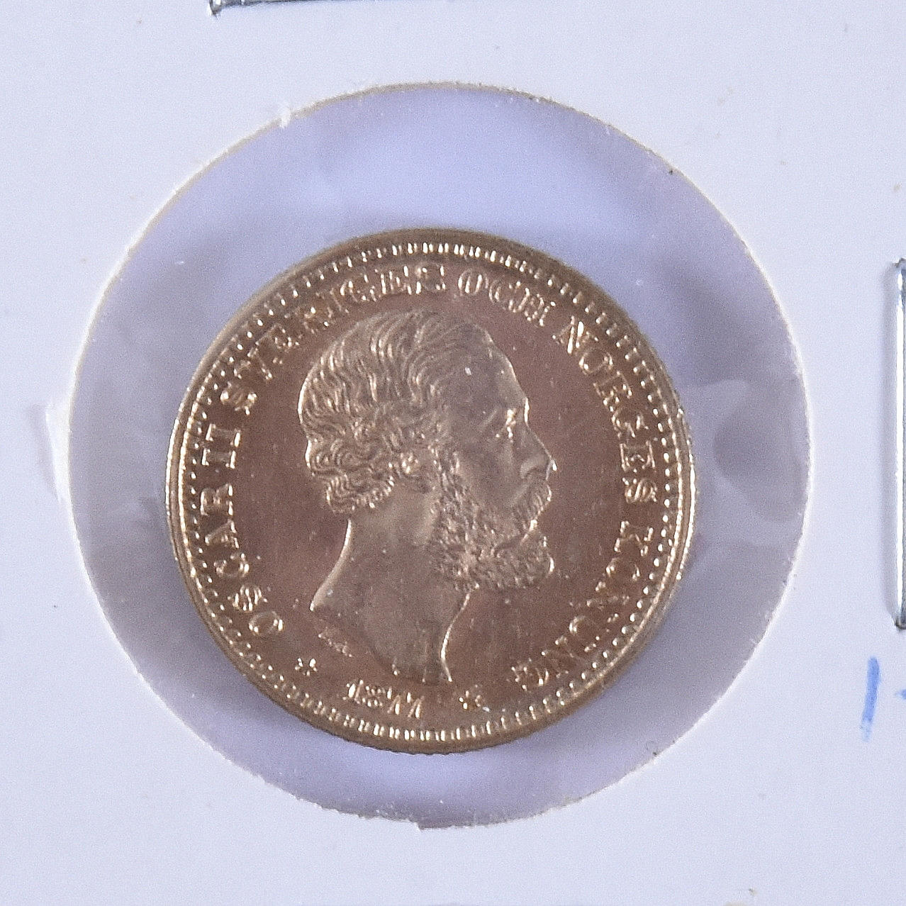 GULDMYNT, 10 kr, Oscar II, 1877.