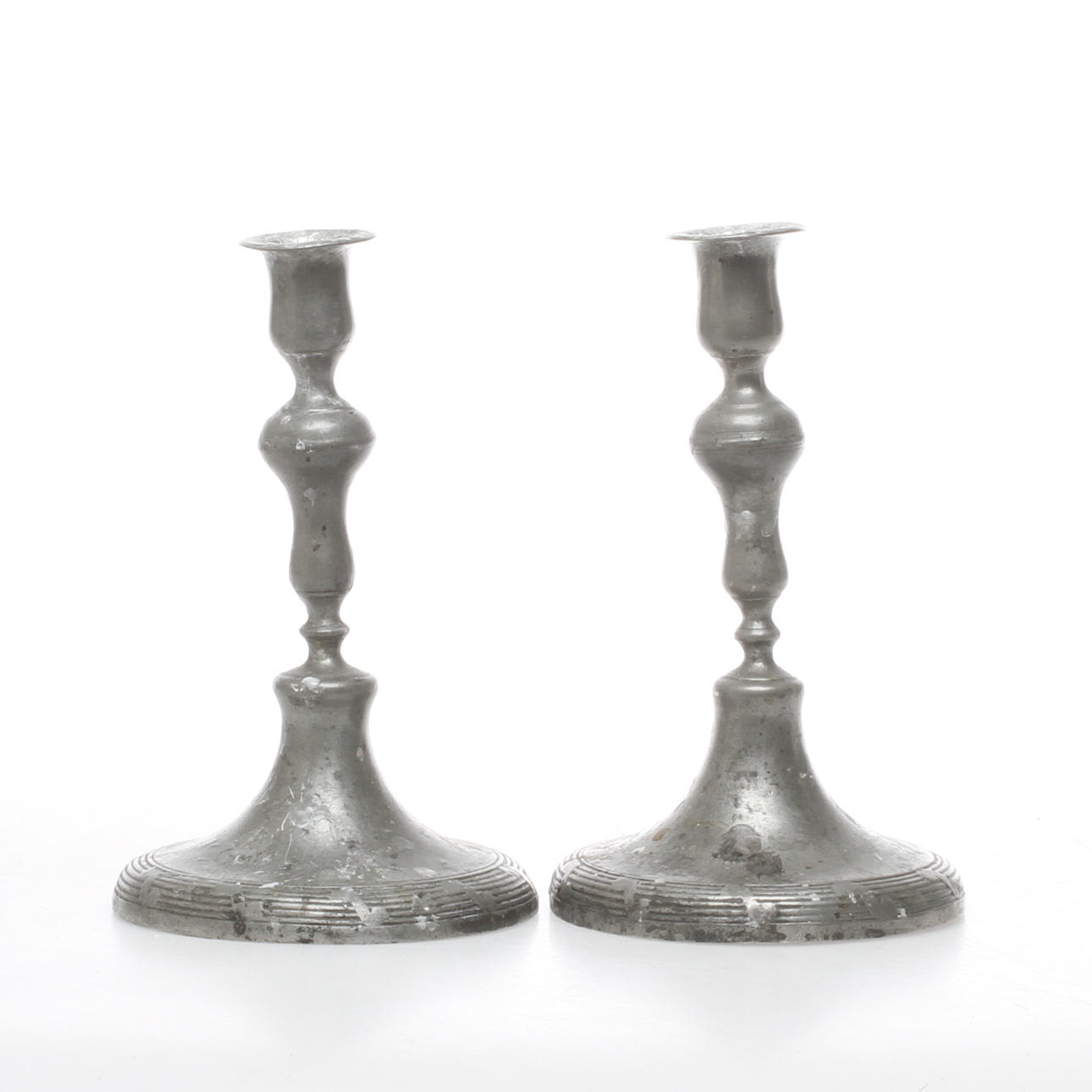 LJUSSTAKAR, 1 par, tenn, Christian Friedrich Balthoff, Lund, 1778.