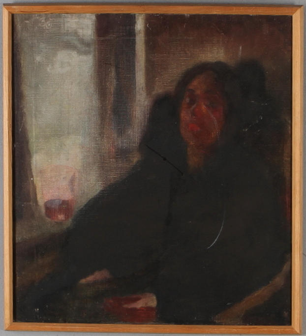 OIDENTIFIERAD KONSTNÄR. Olja på duk, kvinnoporträtt.