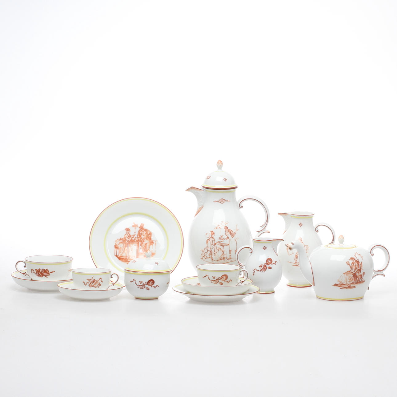 TE- OCH KAFFESERVIS, 62 delar, porslin, Nymphenburg, Bavaria, 1900-talets första hälft.