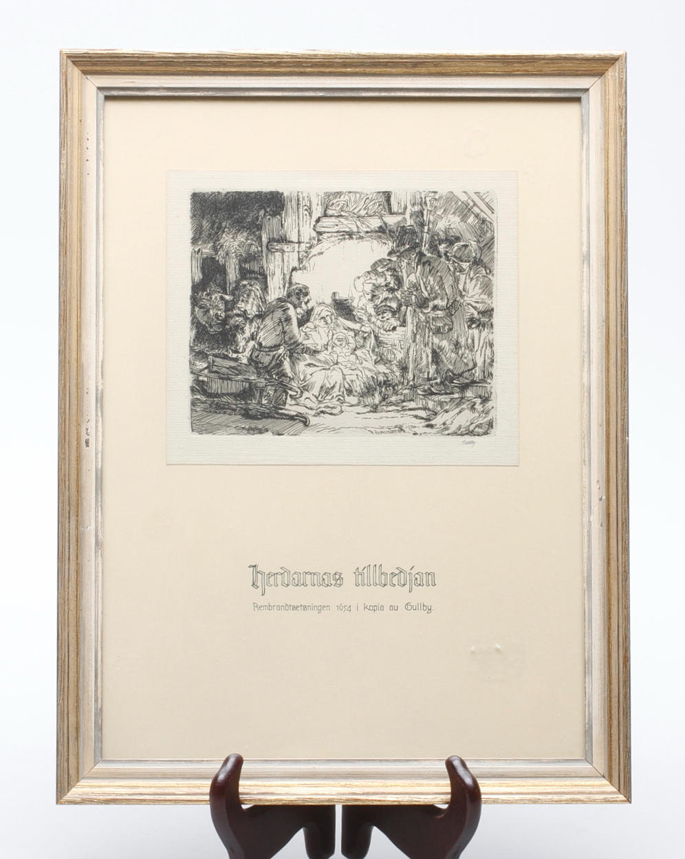 FOLKE GULLBY. Herdarnas tillbedjan. Etsning. Signerad Gullby.