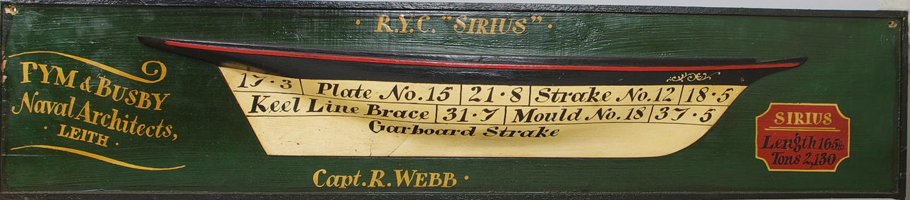HALVBÅTSMODELL, R.Y.C. Sirius.