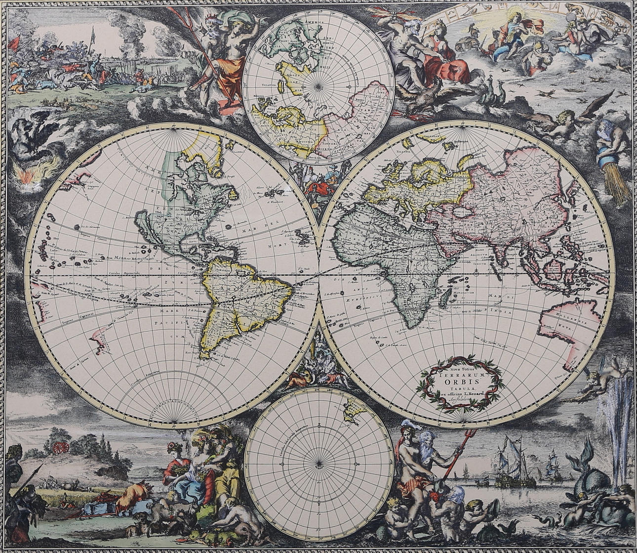 MAP, hand-colored engraving, after Apud L. Renard.