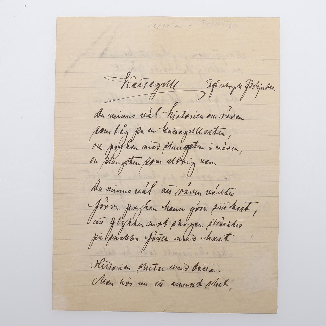 MANUSKRIPT. EIGENES GEDICHT VON JEREMIAH IN TROSTLÖSA (LEVI RICKSON).