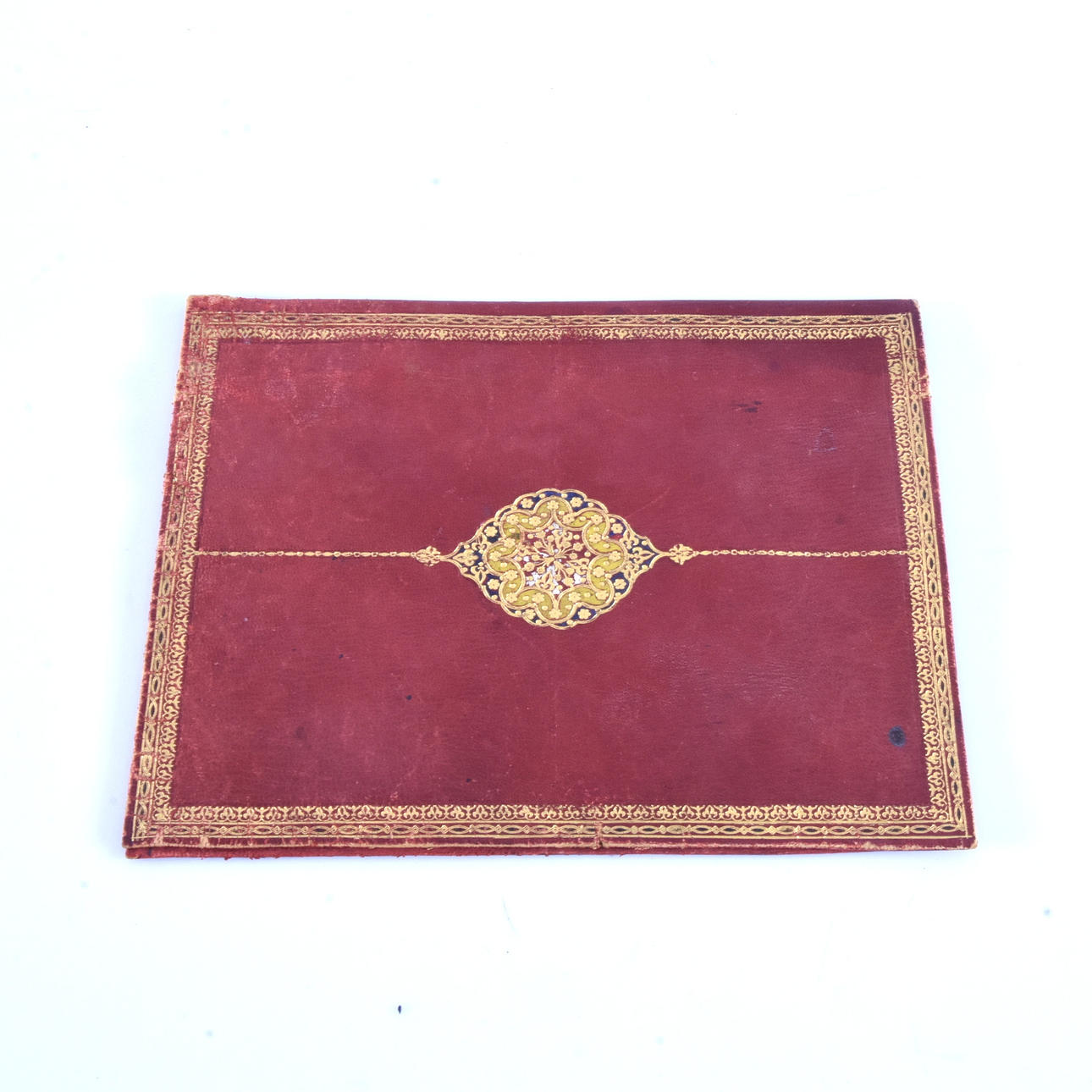 DOKUMENTHÅLLARE, präglat läder,1800-tal.