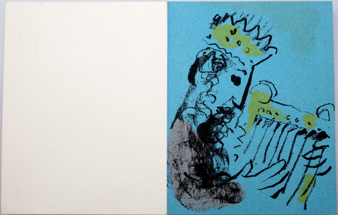 MARC CHAGALL. Inbjudningskort, färglitografi.