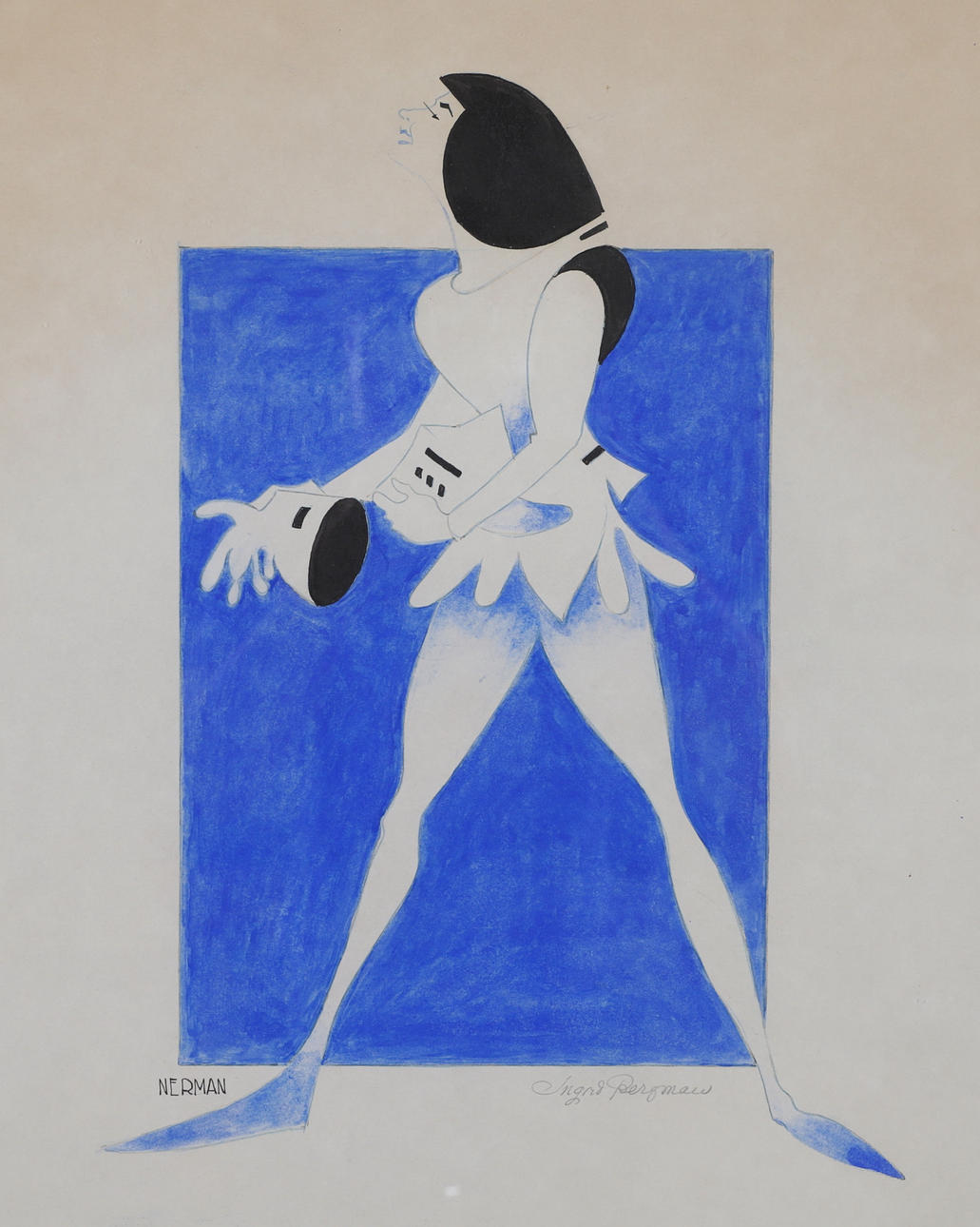 EINAR NERMAN. Mixed media, "Ingrid Bergman", signed.