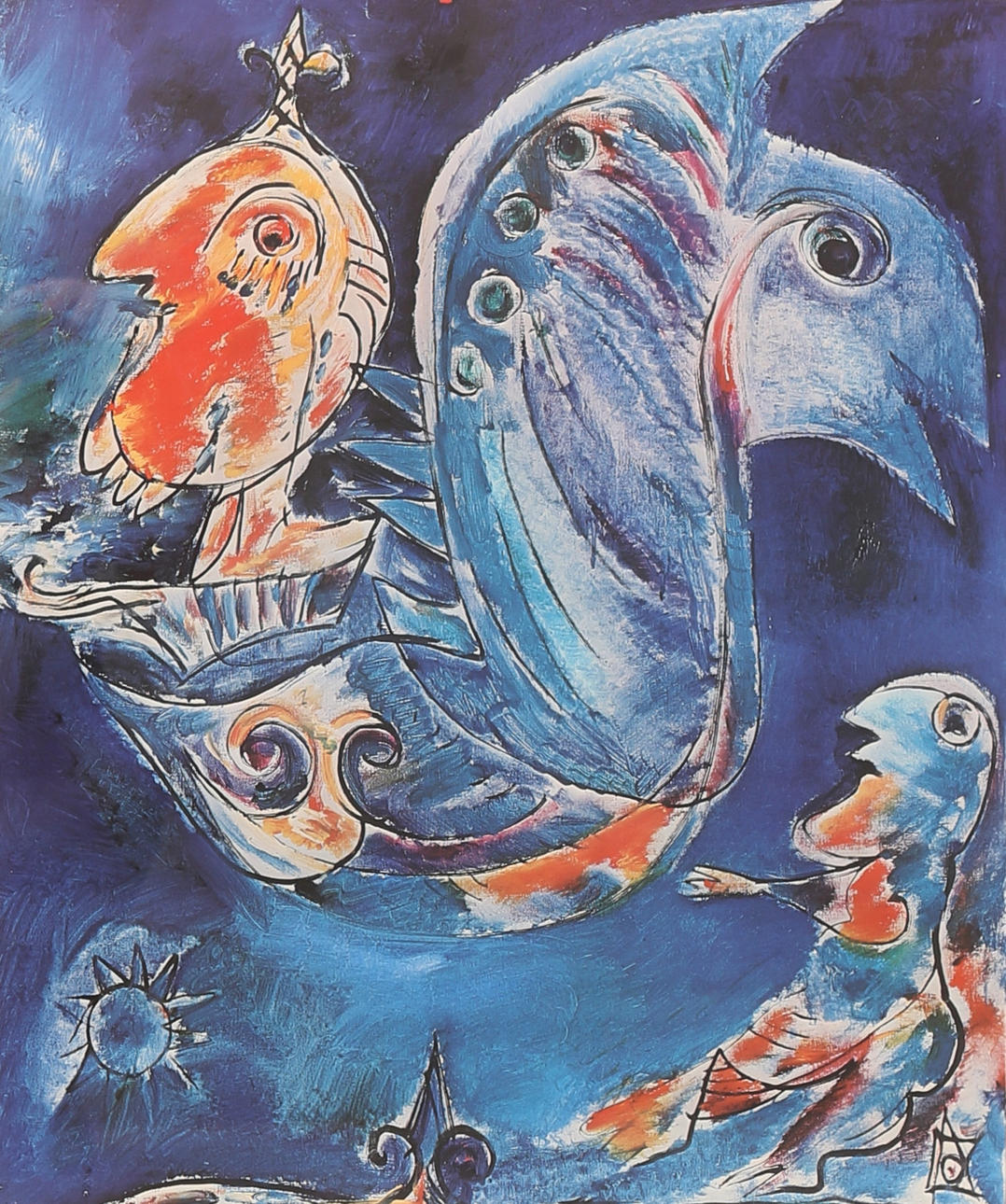 CARL-HENNING PEDERSEN. Surrealistisk scene. Plakat, indrammet.