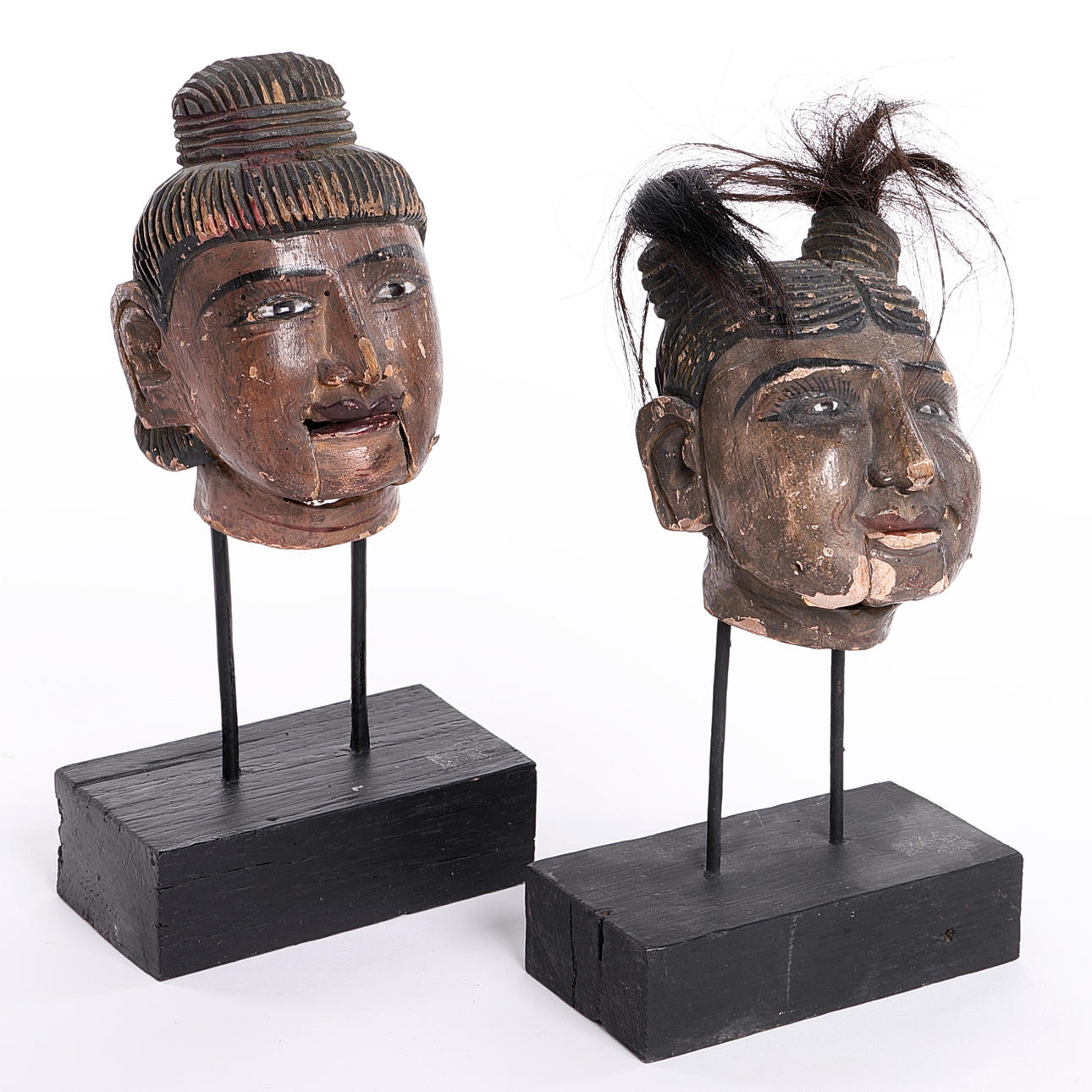 MARIONETTE HEADS, 2 pcs, India.