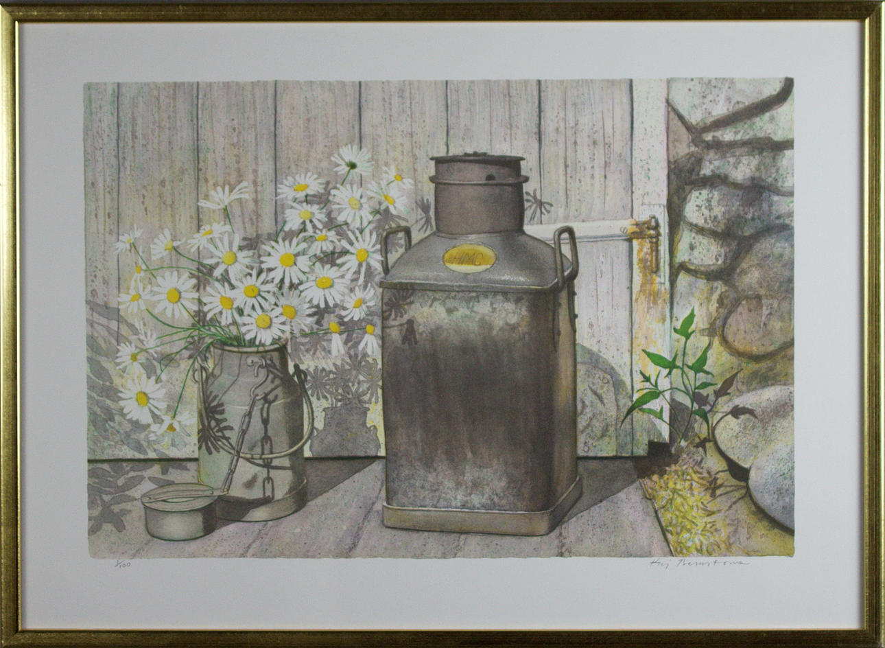 KAJ BERNSTONE. Litografi, Stilleben, signerad.