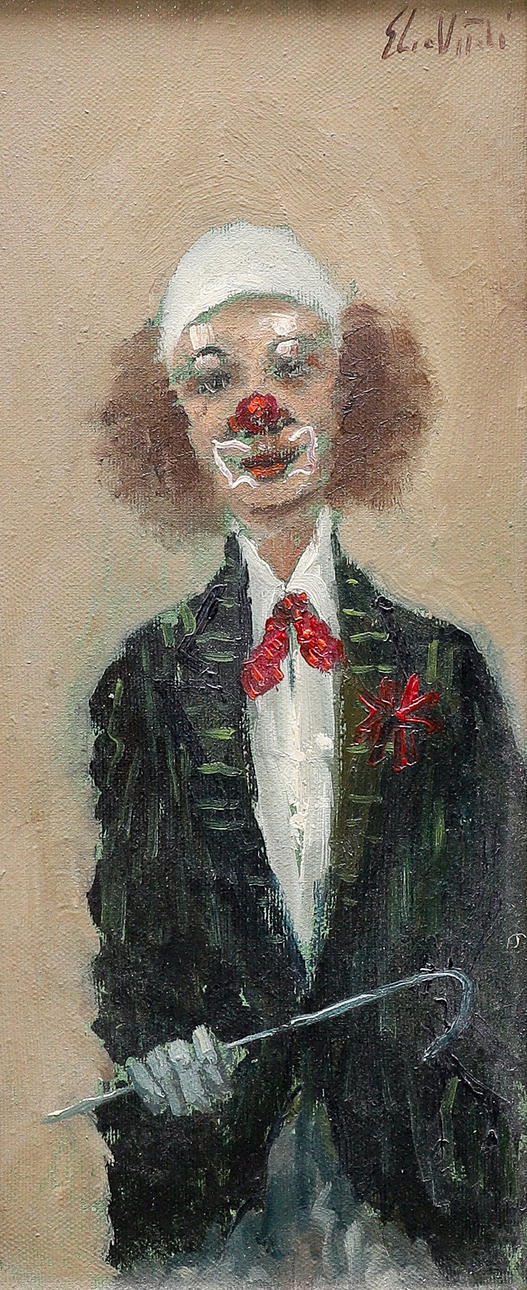 ELIO VITALI. CLOWN WITH WALKING STICK.