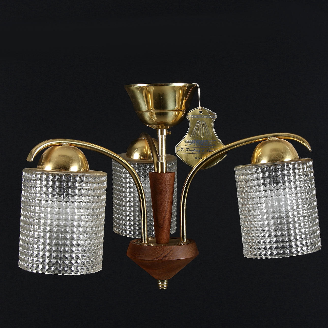 TAKLAMPA, Ringus Armatur, Ringberg & Gustafsson, Kosta. 1950-tal.