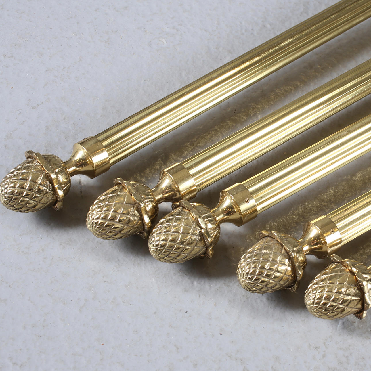 BARRAS DE CORTINAS, 5 uds, estilo imperio, metal amarillo, 19/2000s.