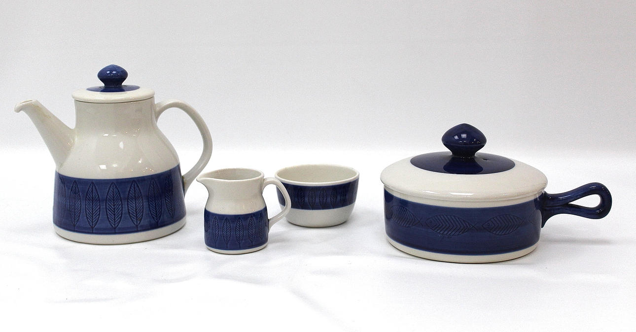 SERVISDELAR 4 delar Koka Blå, Hertha Bengtson. Rörstrand.