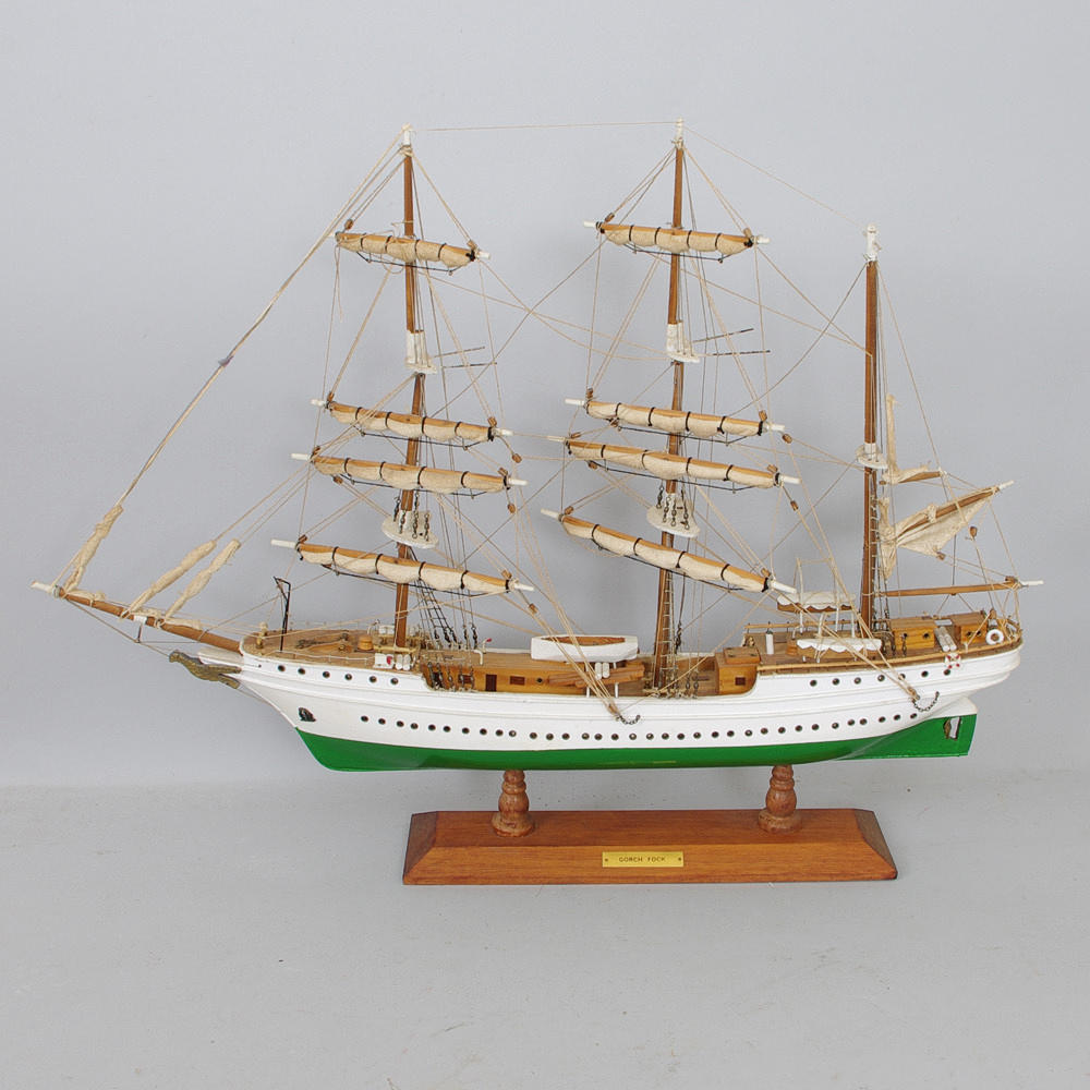 FARTYGSMODELL, "Gorch Fock", segelbåt.