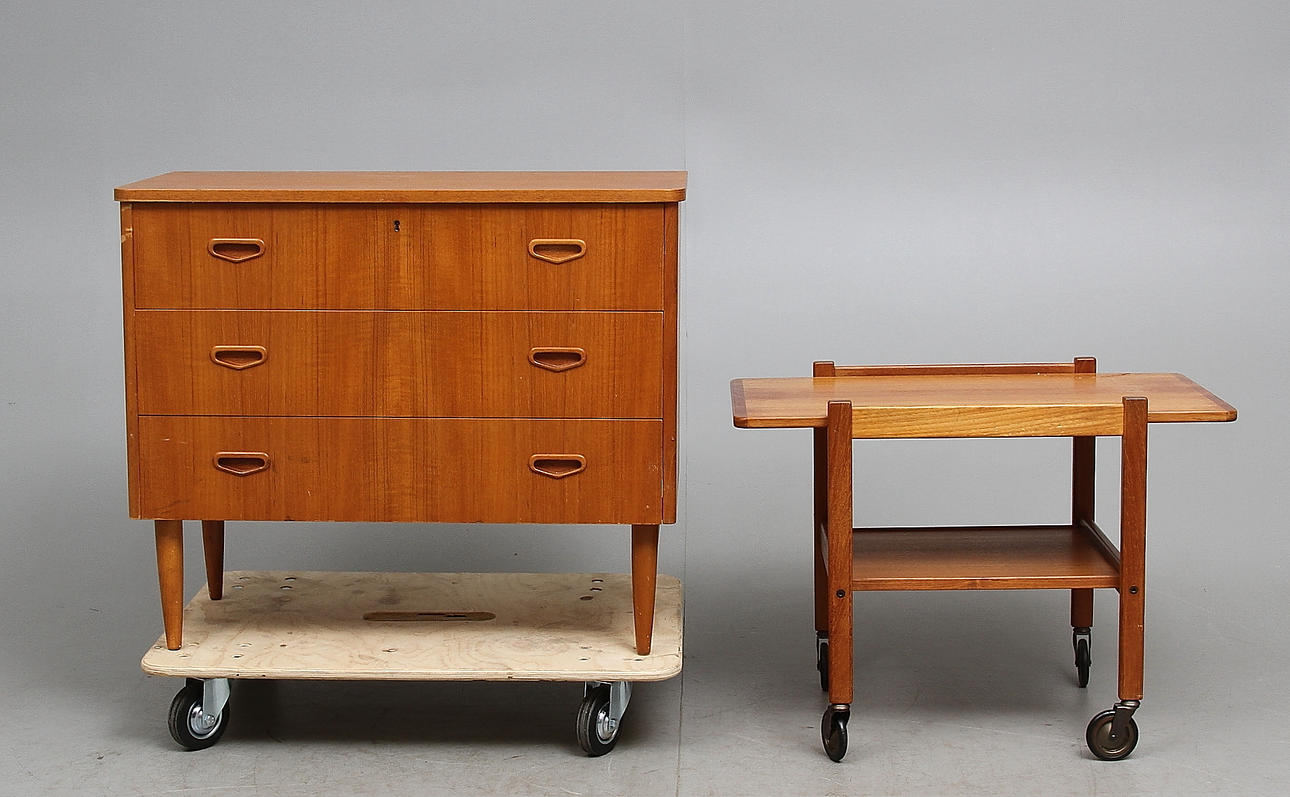 BYRÅ samt SERVERINGSVAGN, 1950-tal.