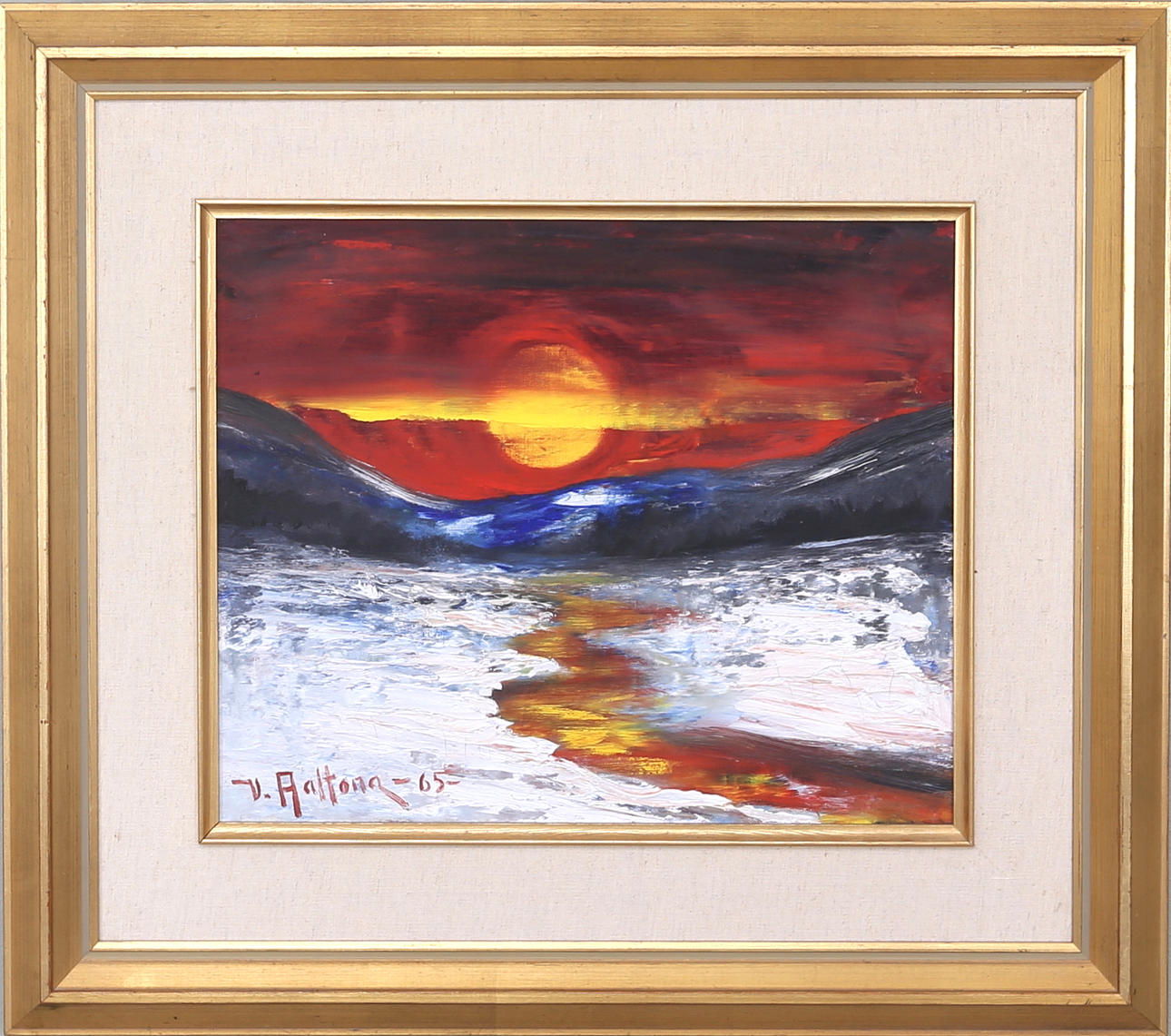 VEIKKO AALTONA. Vinterdag Fjällen, olja på duk, signerad o daterad V Aaltona.