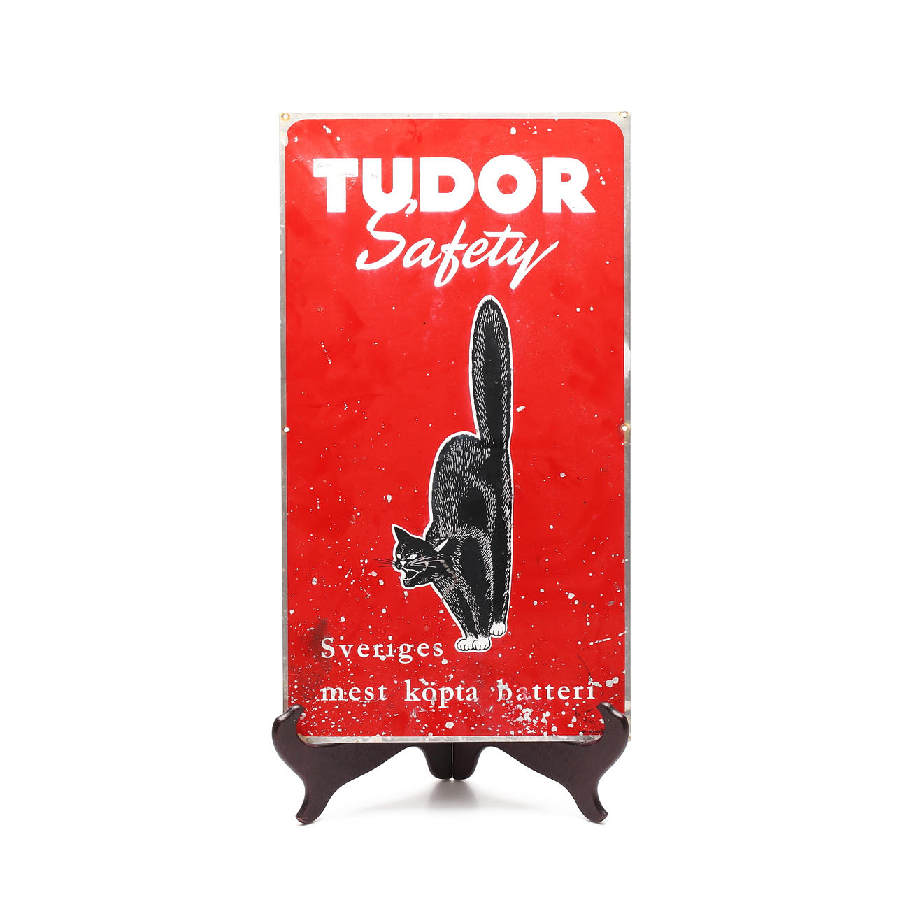 REKLAMSKYLT. Tudor Safety. 1900-talets andra hälft.