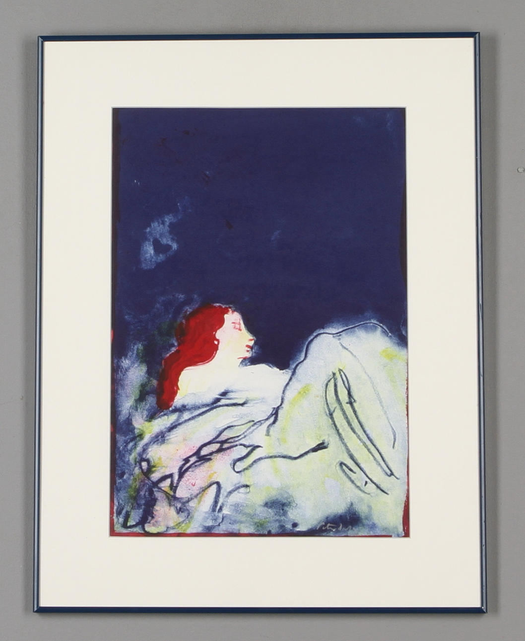 PETER DAHL. Komposition med kvinna, färglitografi, signerad.