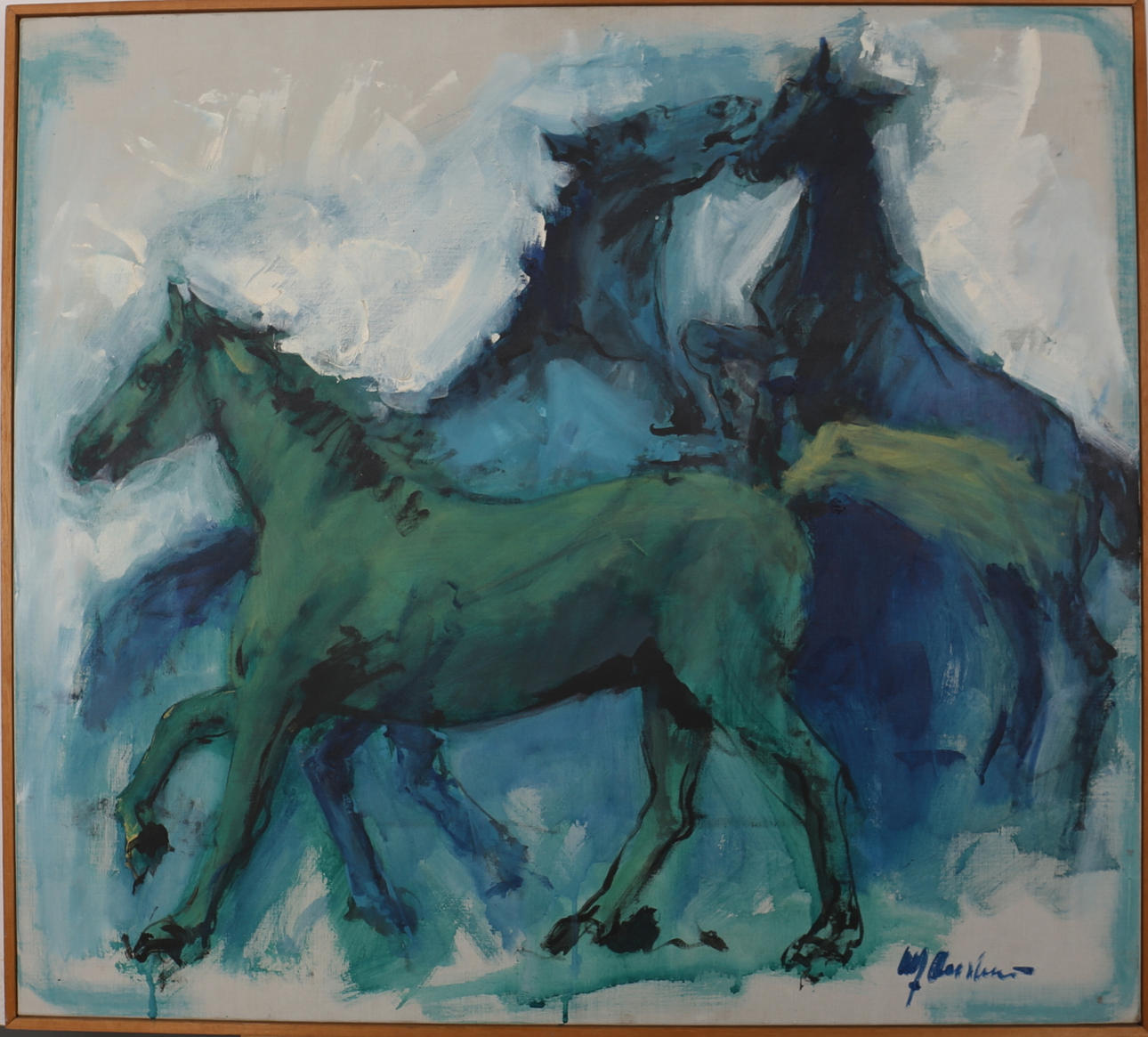 ULF ONSBERG. Hästar. Olja på duk. Signerad.