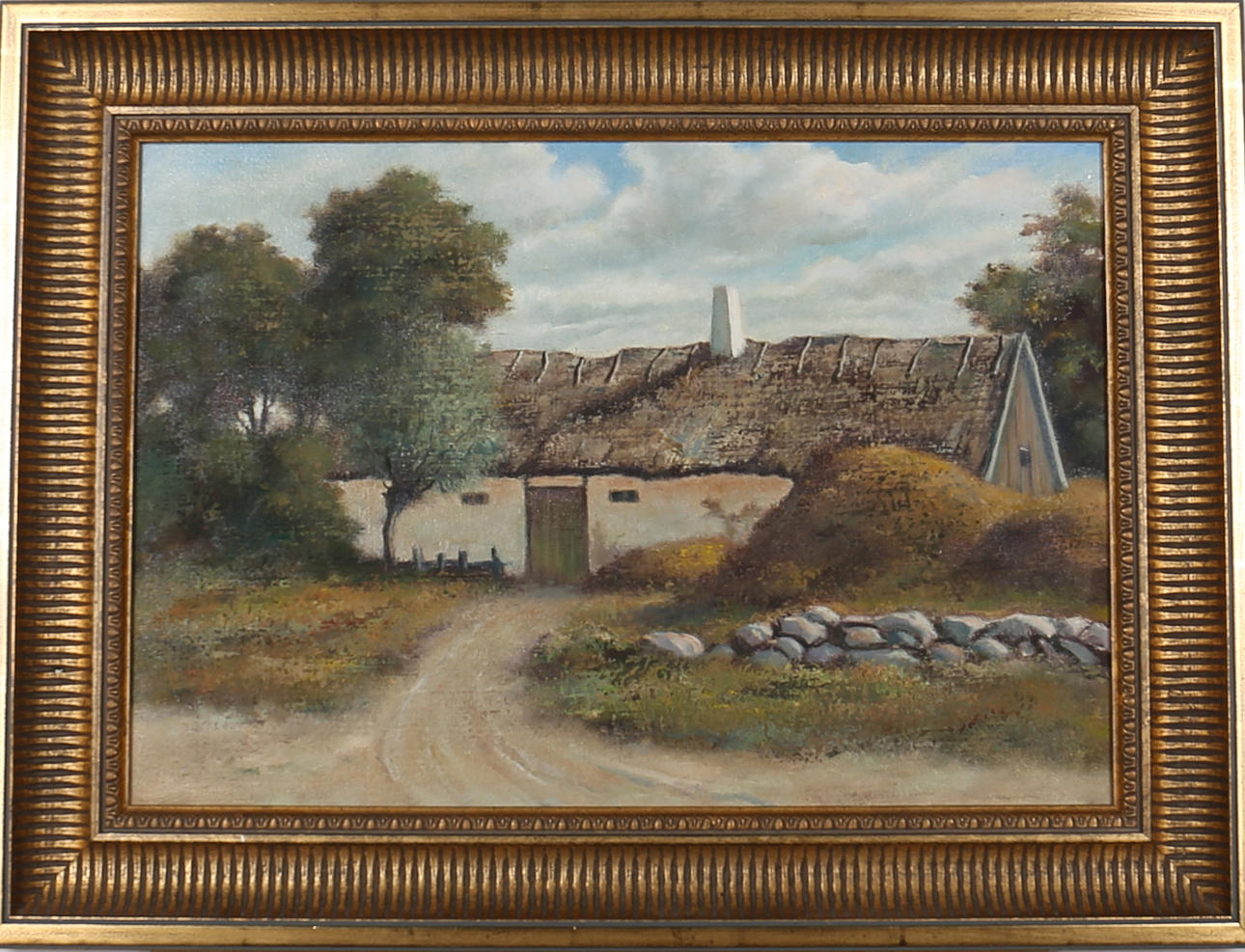 MALTE SÄRLÖV. "Gammal gård". Olja på duk. Signerad Särlöv.