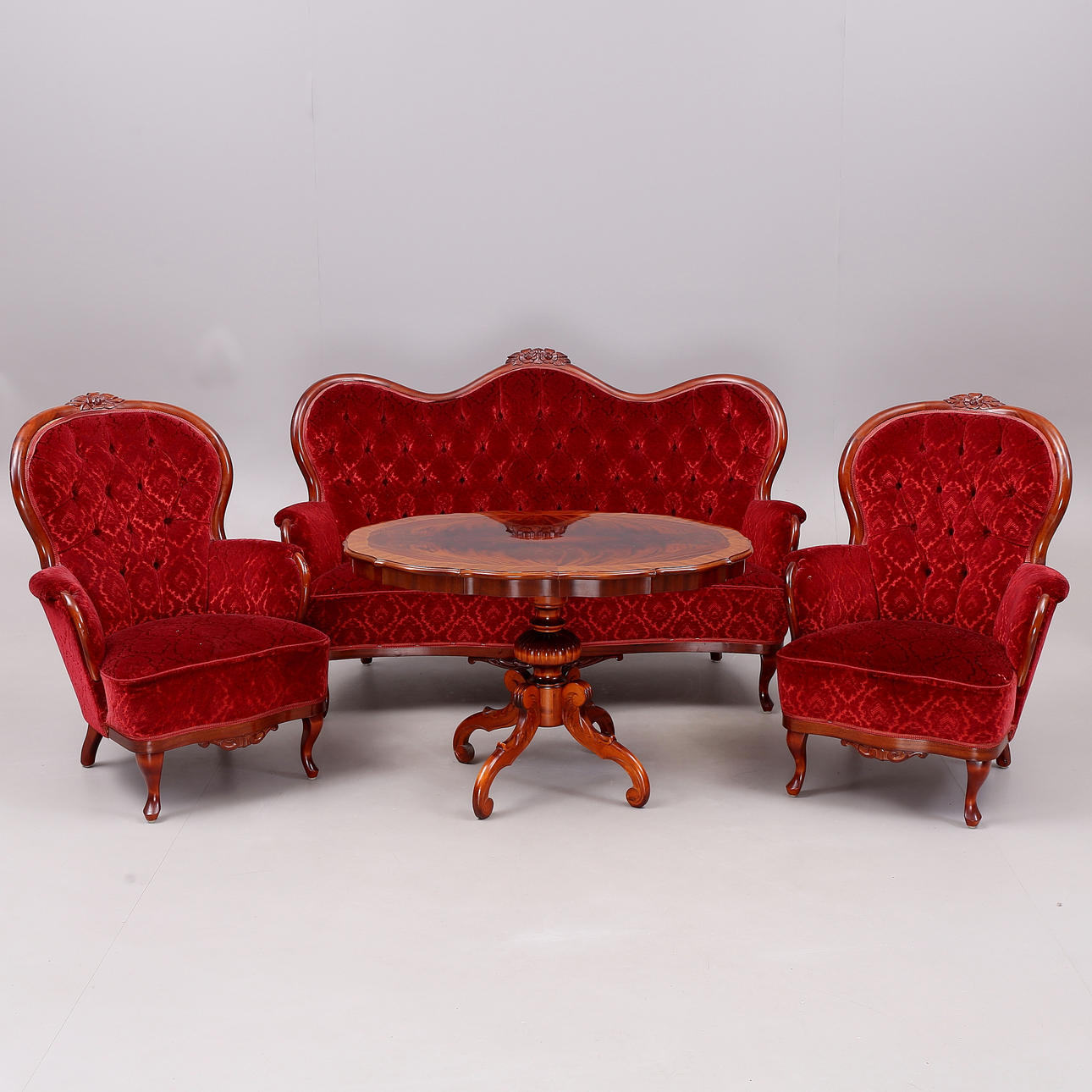LOUNGE GROUP, 4 parts, Rococo style 1900s.