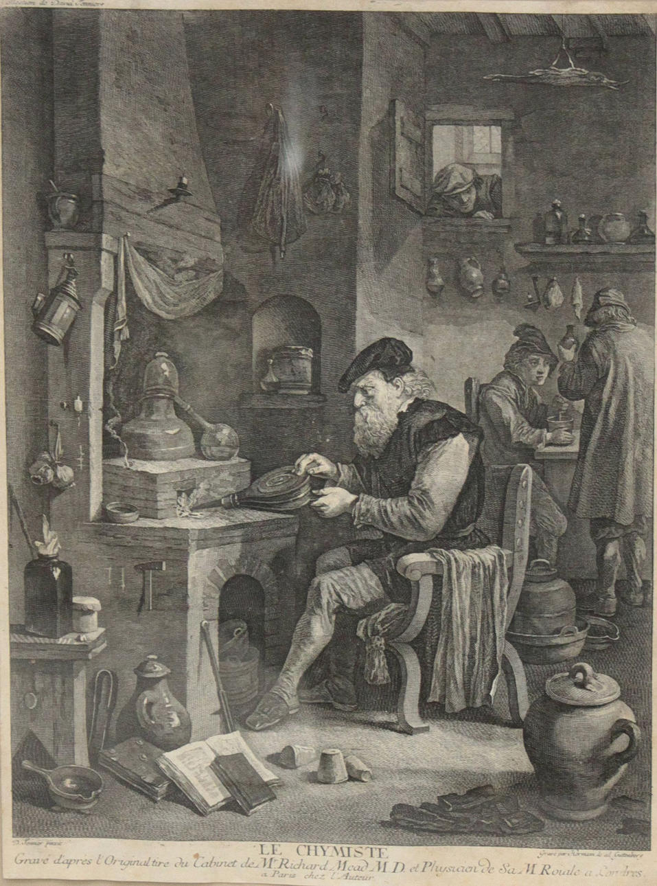 HERMANN VON GUTTENBERG. Koppargravyr, nere till höger. ref. ”Gravé par Hörmann de ad Guttenberg”, nere till vänster. ref. ”D. Tennier pinxit”, gammal klistermärke a tergo gammal klistermärke av boken och konst antikvarisk butik Günther Leiste.