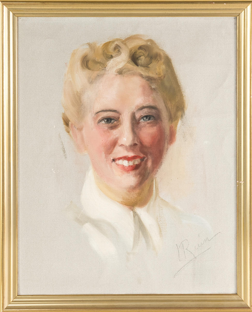 INGRID LINNEA RUIN. Smiling girl, signed, oil on canvas. Art ...