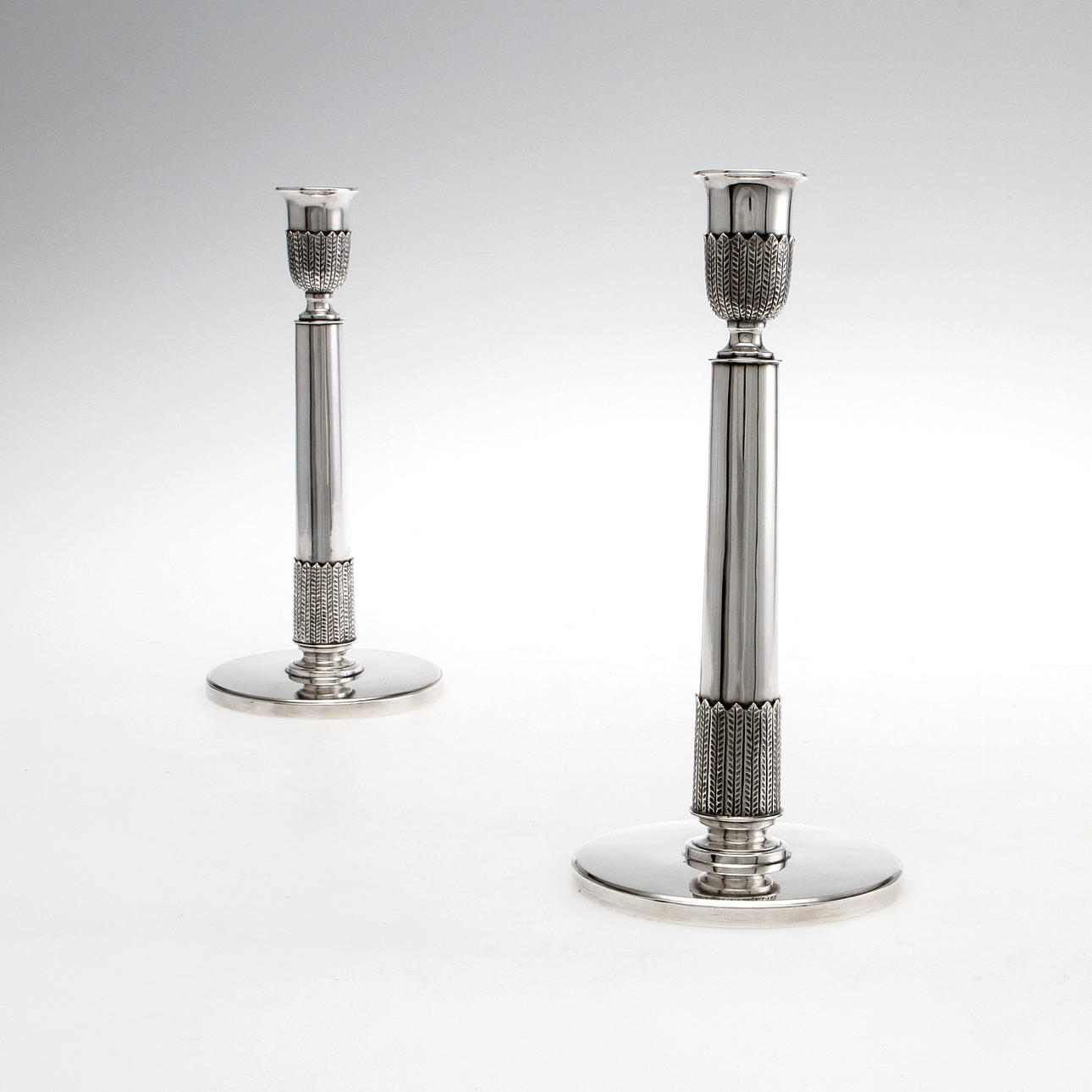 LJUSSTAKAR, ett par, silver. Sven Carlman, Stockholm 1966.