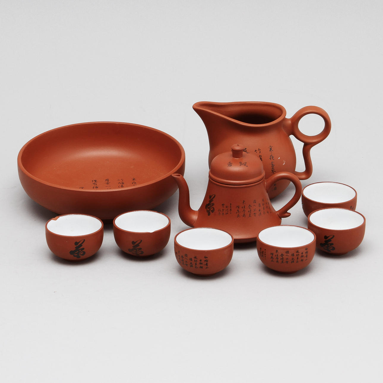 TESERVIS, 9 delar, stengods, Kina, 1900-tal.