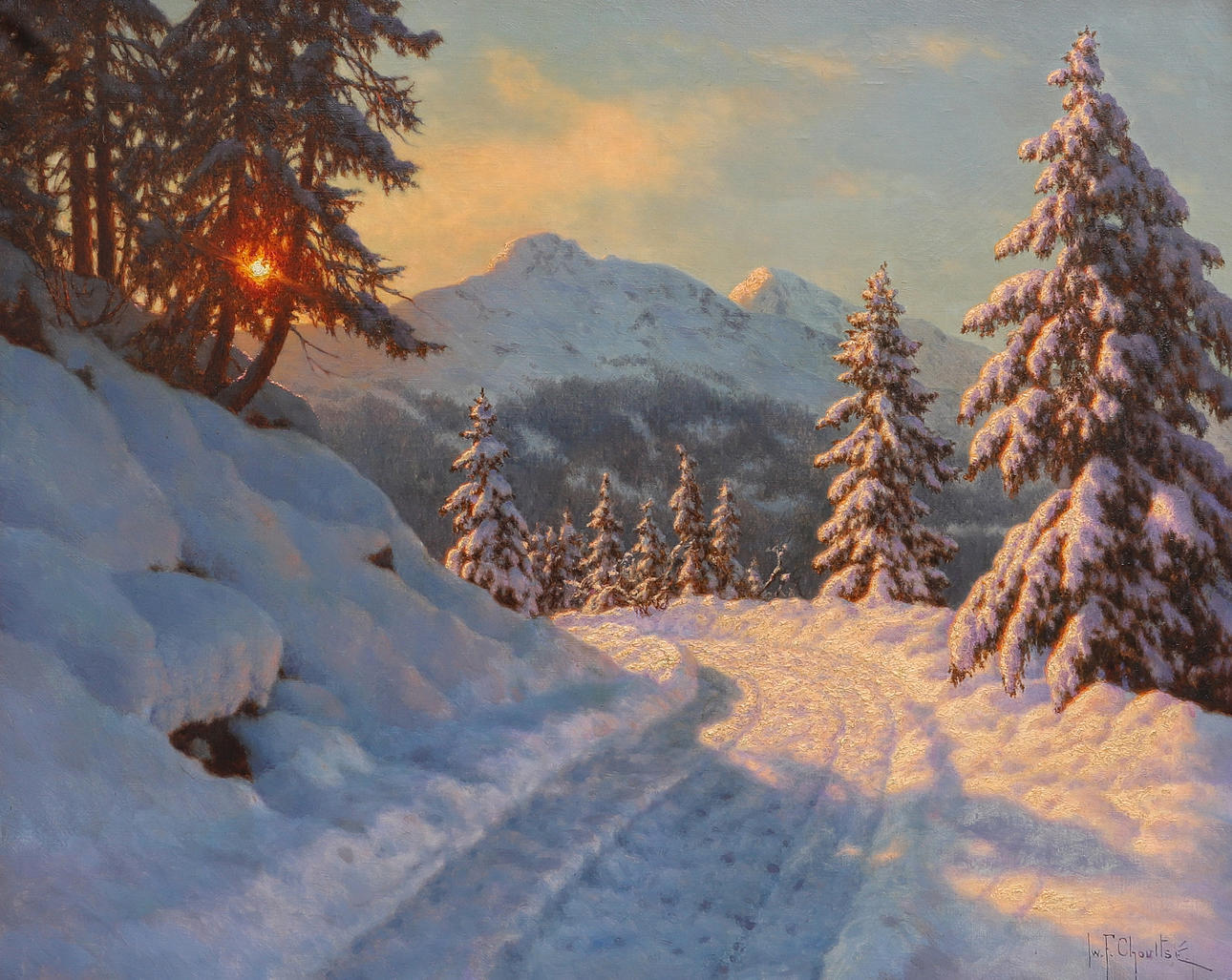 IVAN FEDOROVICH CHOULTSÉ (RUSSIAN, 1877–1932). VERS LE SOIR, ENGADIN.