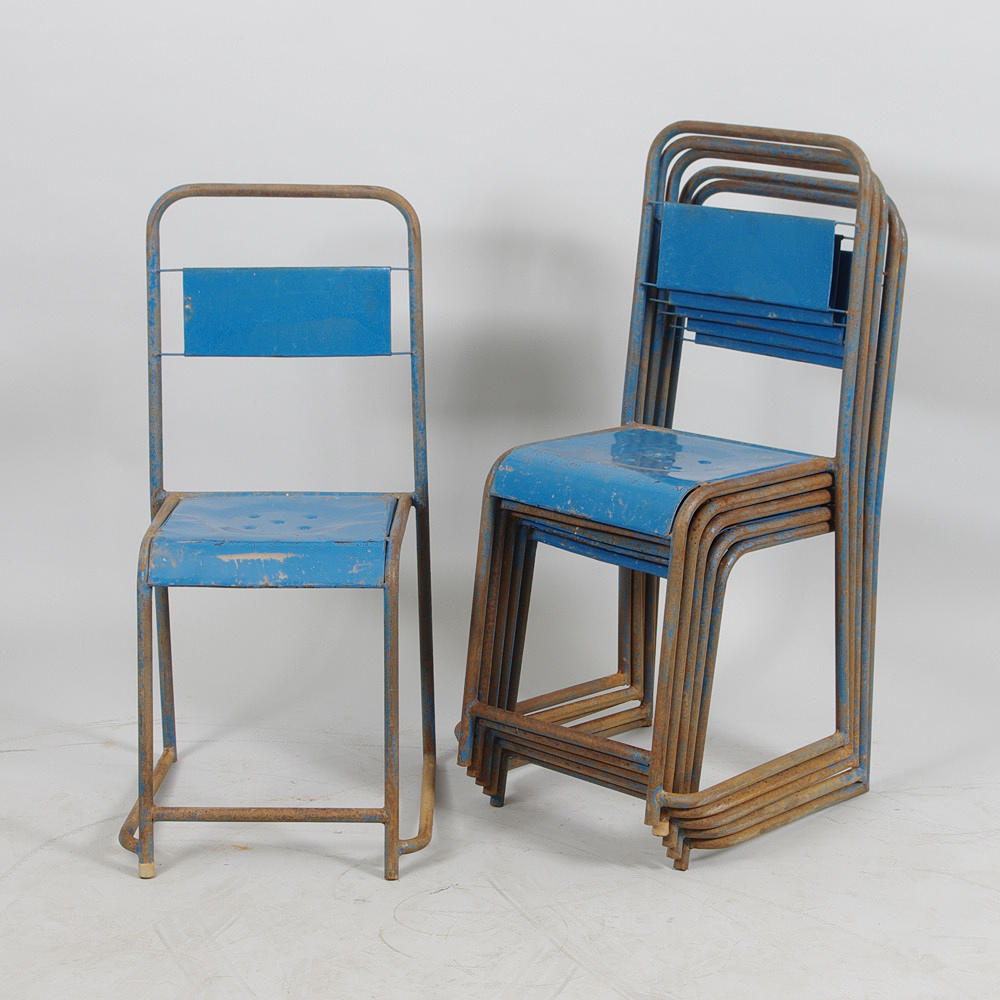 STOLAR, 6 stycken, målad plåt, industridesign, Frankrike.