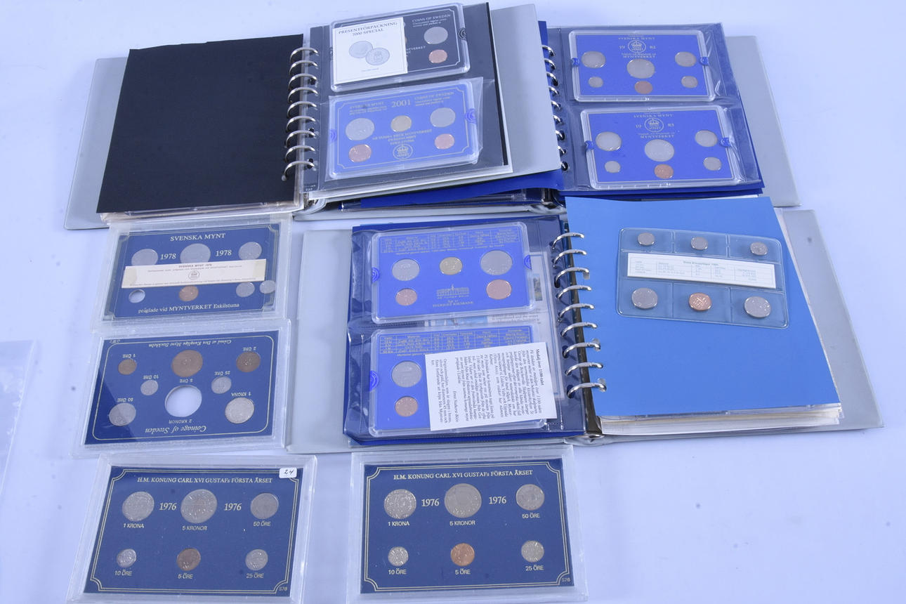MYNTSET, ca 45 set, Myntverket Sverige.