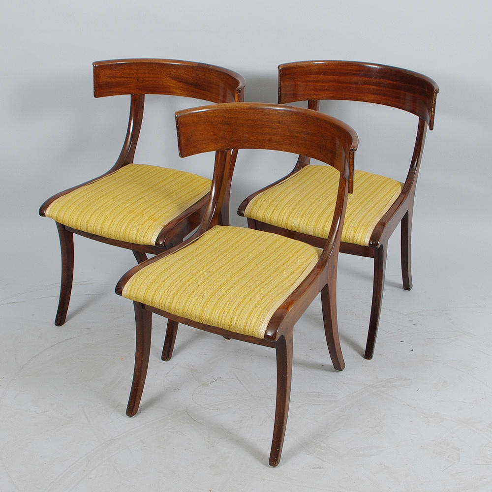 STOLAR, 3 stycken, mahogny, empirestil.