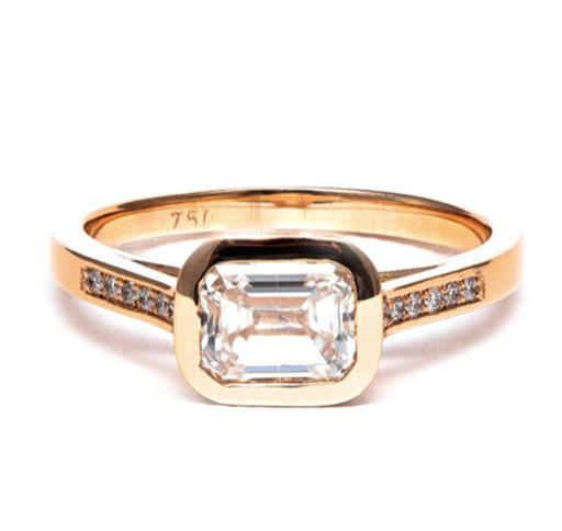 ring, 750 roséguld, diamanter.