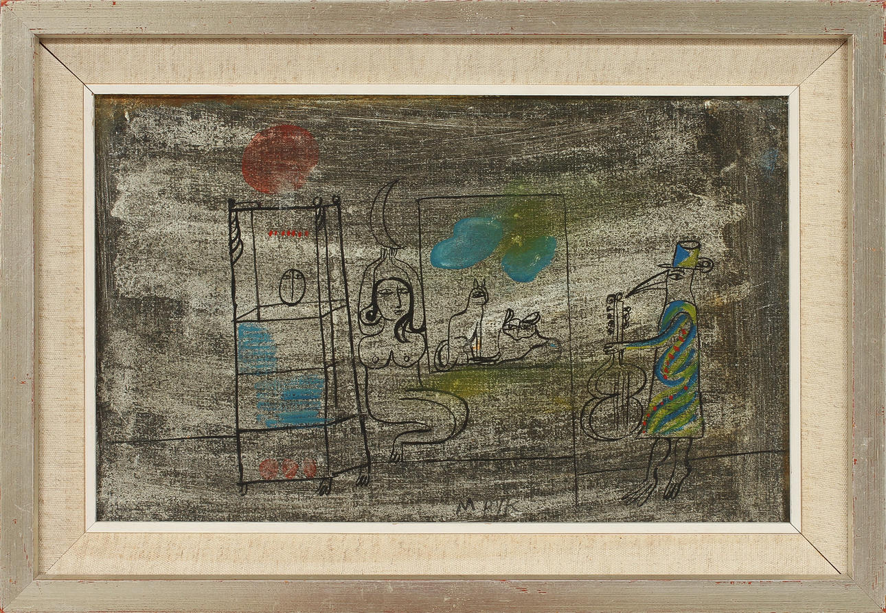 MADELEINE PYK. blandteknik på pannå, sign.