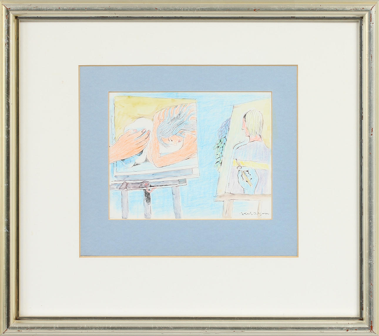 AXEL OLSON. krita, sign.