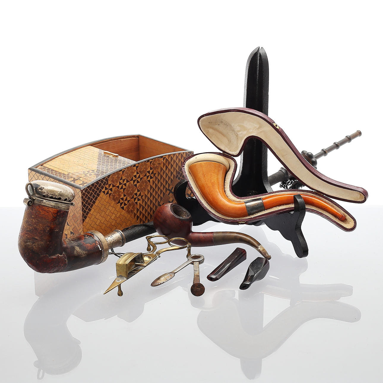 PIPAS PARA FUMAR con detalles en plata, espuma de mar, etc.