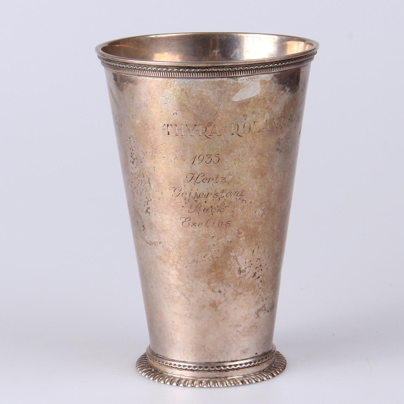 BÄGARE, Silver, signerad N.K, Stockholm, 1933.