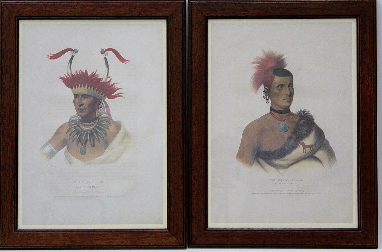 TRYCK, två stycken. Indianhövdingar.