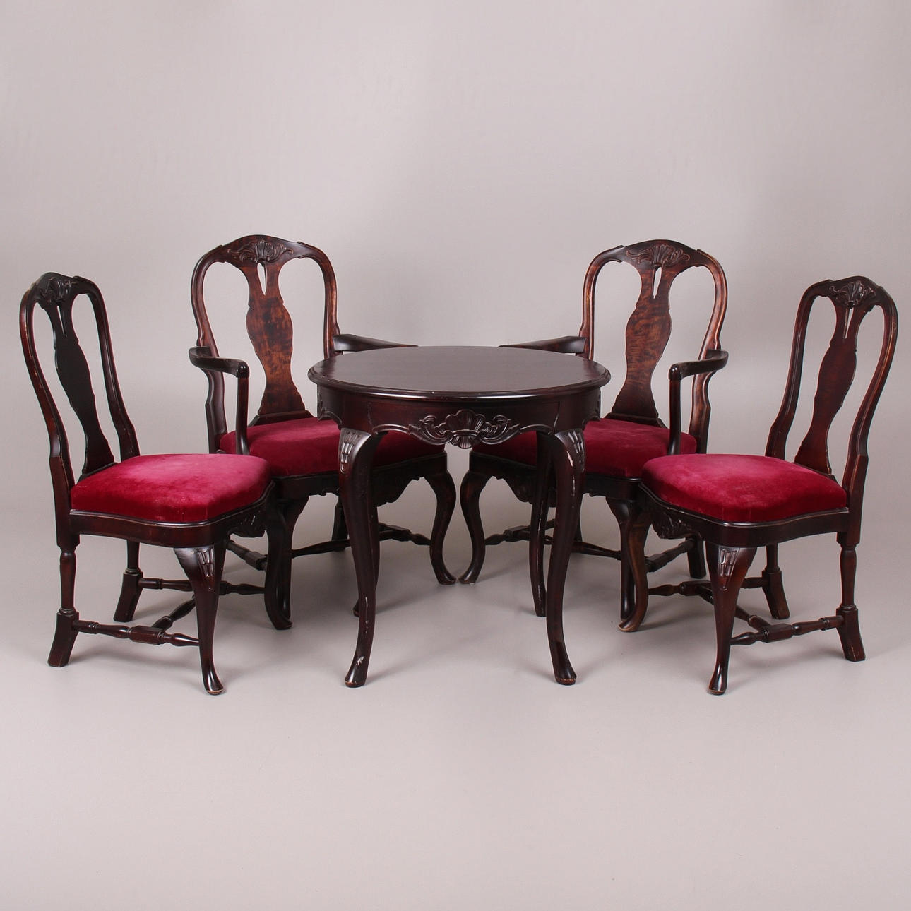 MÖBELGRUPP, 5 delar, rokokstil, 1800-tal.