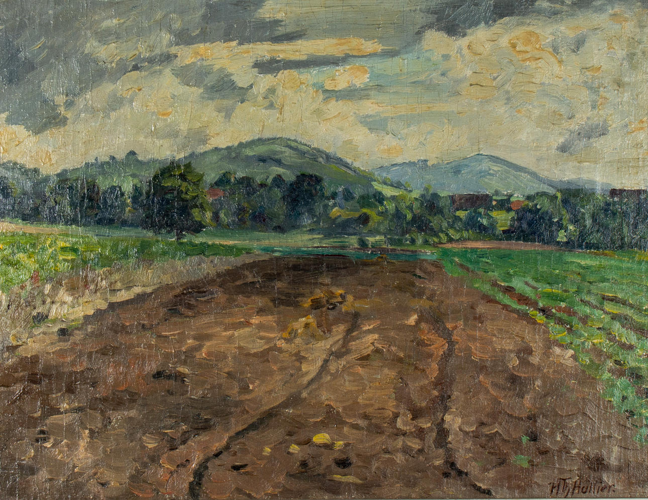 HANS THEODOR HALLIER (1908-1982). Blick auf die Berge.
