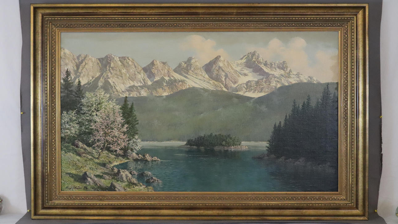 - SCHÜLER, PAUL. View of the Eibsee, oil on canvas.