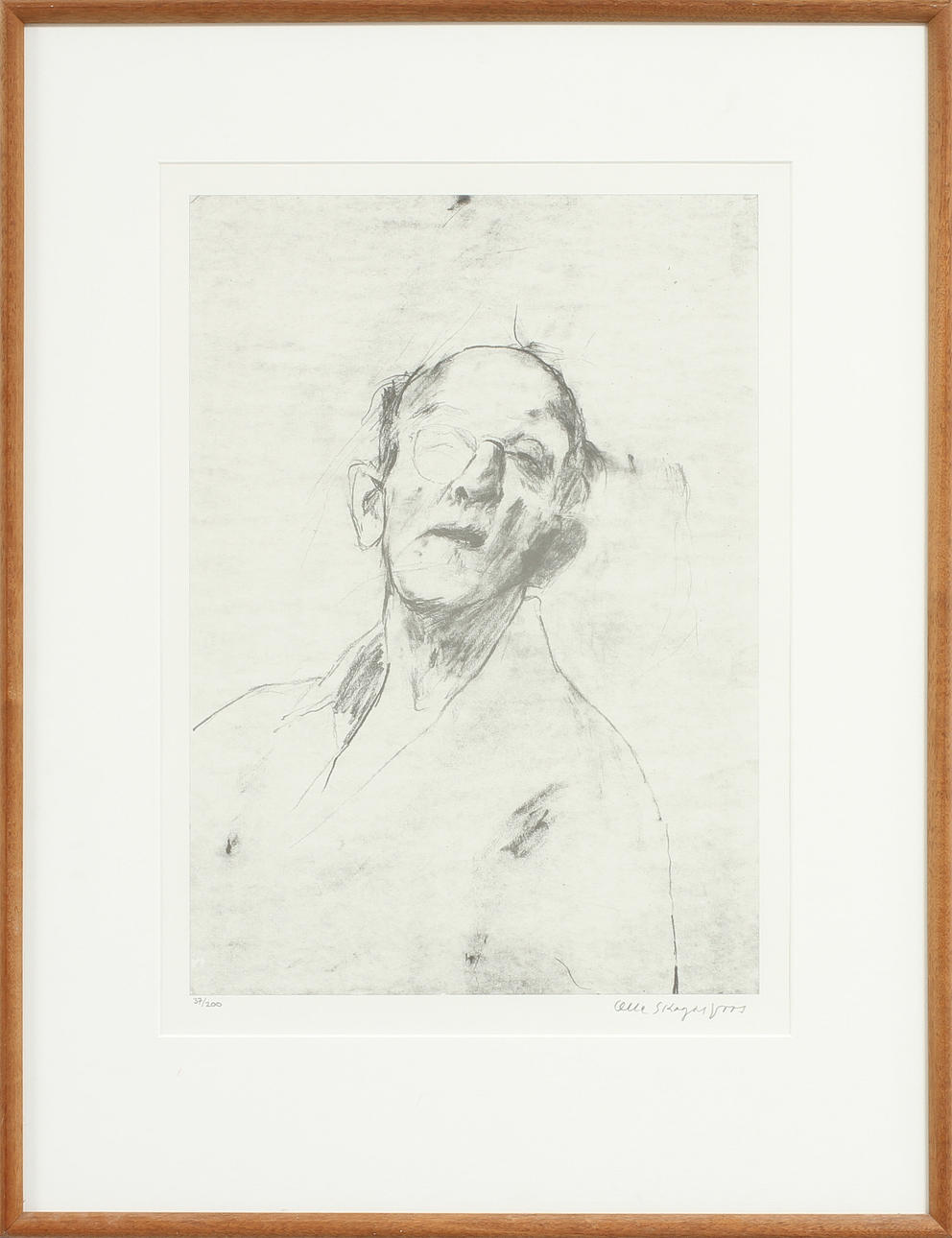 OLLE SKAGERFORS. Porträtt, litografi, signerad och numrerad 37/200.