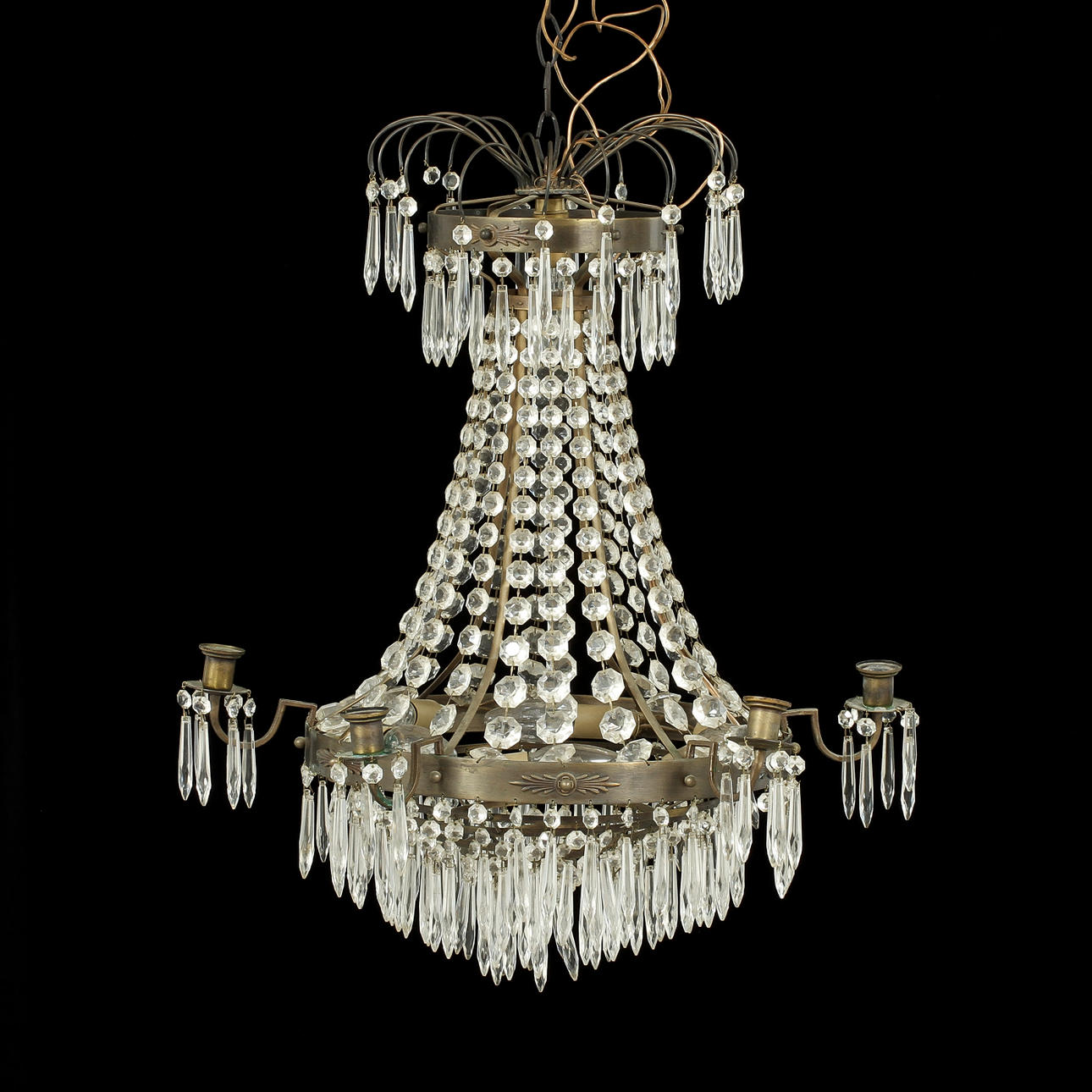 TAKKRONA med VÄGGAPPLIQUER, 2 st, 1900-tal.